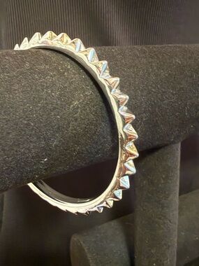 Silver colored Pyramid Spike bangle bracelet - Women Jewelry